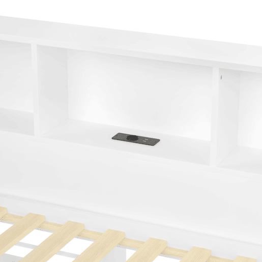 Cama tipo sofá-cama 90x200cm - Sofá-cama, cama extraível, LED regulável, prateleira, USB - Branco