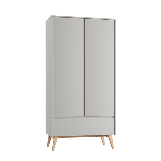 Roupeiro Pinio Swing de 2 portas e 1 gaveta Cinzento e madeira