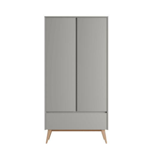 Roupeiro Pinio Swing de 2 portas e 1 gaveta Cinzento e madeira