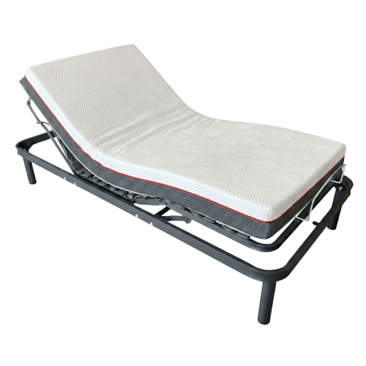 Conjunto de cama articulada elétrica 90x190 cm com colchão viscoelástico Nert, 5 seções, motor, controle remoto e 7 zonas.