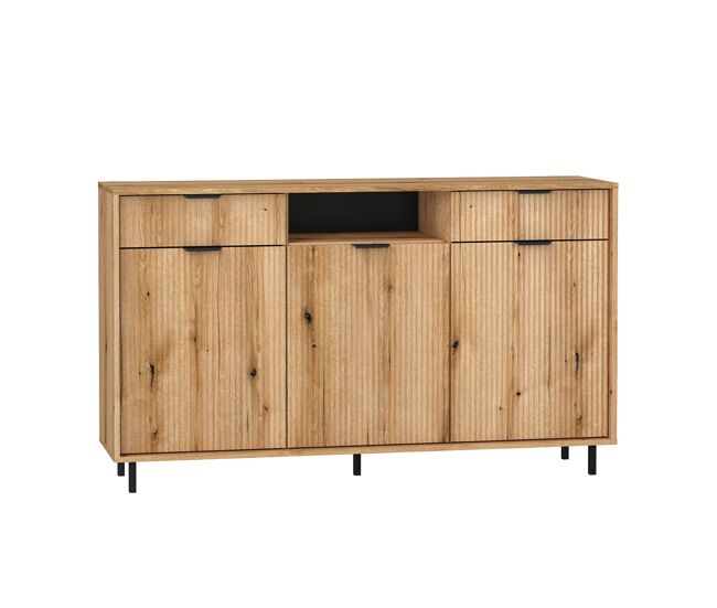 Aparador de madera soly de 3 puertas y 2 cajones