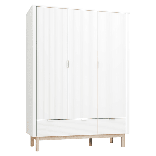 Pinio Miloo Roupeiro de 3 portas e 2 gavetas Branco