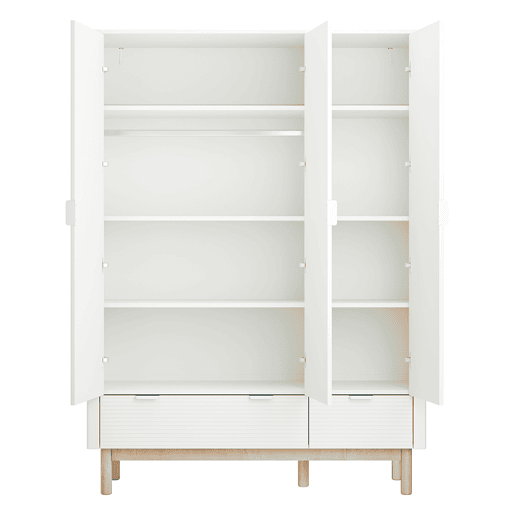 Pinio Miloo Roupeiro de 3 portas e 2 gavetas Branco