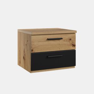 Mesa de cabeceira Alec Madeira e Preto 2 gavetas