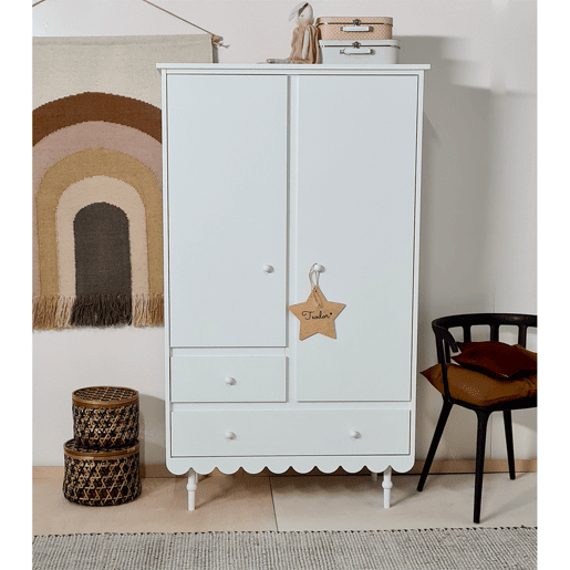 Roupeiro de 2 portas e 2 gavetas Wood Luck Babushka Branco
