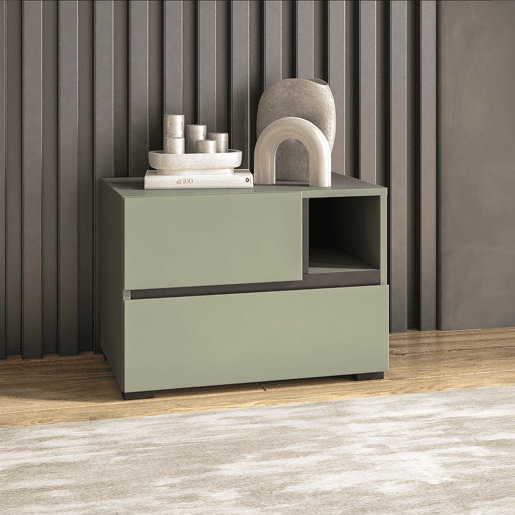 Mesa de cabeceira de 2 gavetas Lilia Green