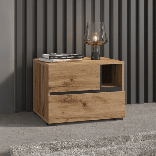 Mesa de cabeceira de 2 gavetas Lilia Wood