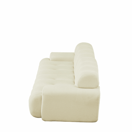 Sofá de 2 lugares grande - braços largos, design moderno com botões, formato curvo, sem montagem - bege