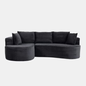 Sofá de 3 lugares - Com porta-copos, bolso de arrumação, alta densidade, almofadas incluídas - Cinza escuro