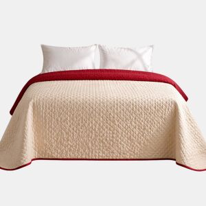 Colcha Reversível Bicolor BegeRojo Cama 180cm Donegal Collections