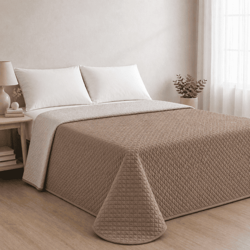 Colcha Reversível Bicolor CouroLinho Cama 90cm Donegal Collections
