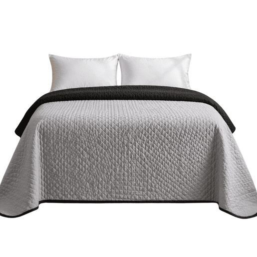 Colcha Reversível Bicolor CinzaPreto Cama 105cm Donegal Collections