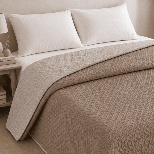 Colcha Reversível Bicolor CouroLinho Cama 135cm Donegal Collections