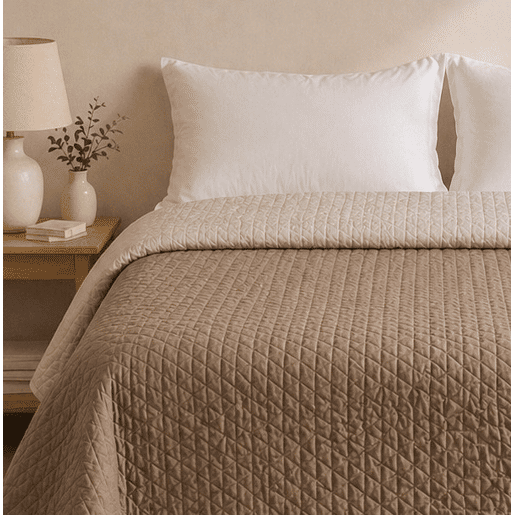 Colcha Reversível Bicolor CouroLinho Cama 135cm Donegal Collections