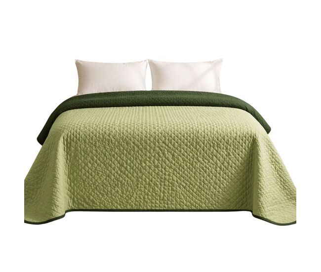 Colcha bicolor reversible oliva/botella cama 90cm donegal collections