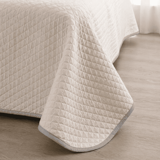 Colcha Reversível Bicolor BegeLinho Cama 150cm Donegal Collections