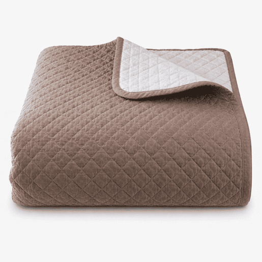 Colcha Reversível Bicolor BegeCouro Cama 90cm Donegal Collections
