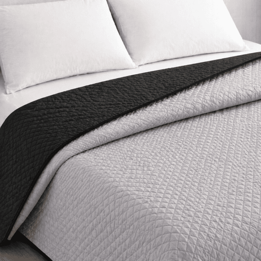Colcha Reversível Bicolor CinzaPreto Cama 180cm Donegal Collections