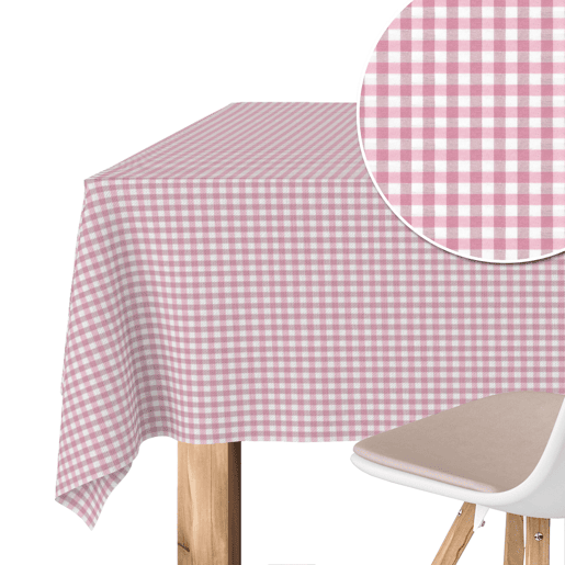 Toalha de mesa Vichy Pequena Rosa Teflon Pronta 250x140cm Donegal Collections