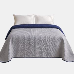 Colcha Reversível Bicolor AzulCinza Cama 135cm Donegal Collections