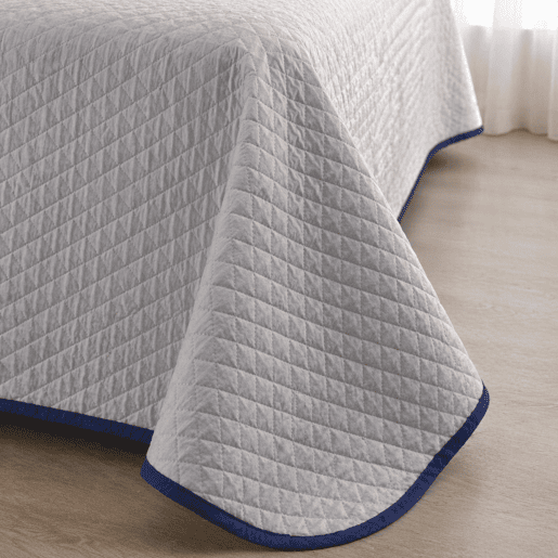 Colcha Reversível Bicolor AzulCinza Cama 135cm Donegal Collections
