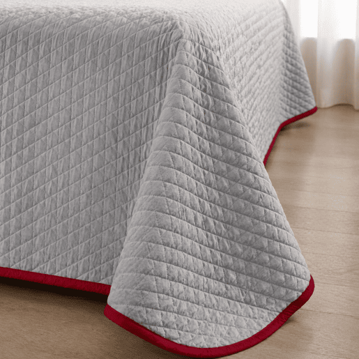 Colcha Reversível Bicolor CinzaRojo Cama 90cm Donegal Collections