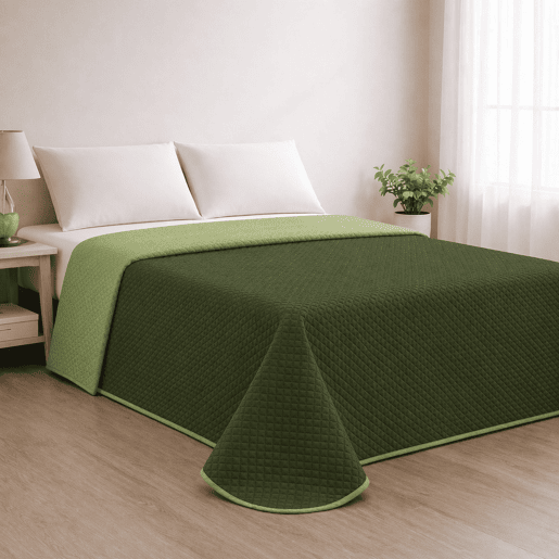 Colcha Reversível Bicolor OlivaBotella Cama 150cm Donegal Collections