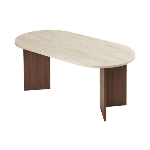 Mesa de jantar em madeira > 180 x 90 x 75 cm - Travertino