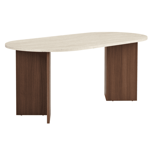 Mesa de jantar em madeira > 180 x 90 x 75 cm - Travertino