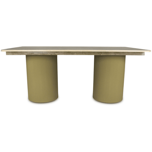 Mesa de jantar oval de madeira Zénith - 180 cm - 8 lugares sentados - Bege