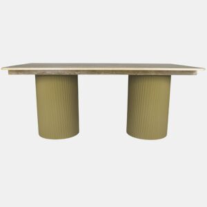Mesa de jantar oval de madeira Zénith - 180 cm - 8 lugares sentados - Bege