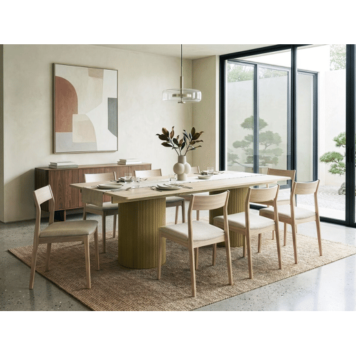 Mesa de jantar oval de madeira Zénith - 180 cm - 8 lugares sentados - Bege