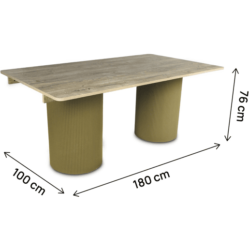 Mesa de jantar oval de madeira Zénith - 180 cm - 8 lugares sentados - Bege
