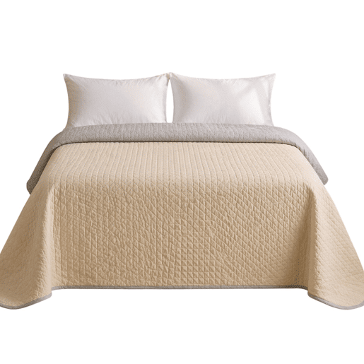 Colcha Reversível Bicolor BegeLinho Cama 105cm Donegal Collections