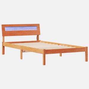 Estrutura de cama de solteiro moderno com cabeceira - Marrom Cera 90 x 200 cm