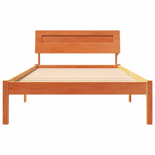 Estrutura de cama de solteiro moderno com cabeceira - Marrom Cera 90 x 200 cm