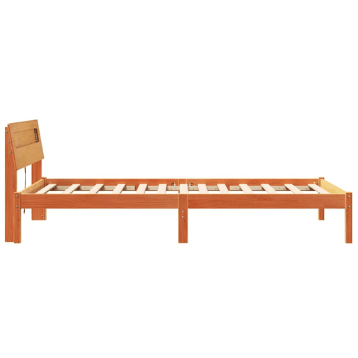 Estrutura de cama de solteiro moderno com cabeceira - Marrom Cera 90 x 200 cm