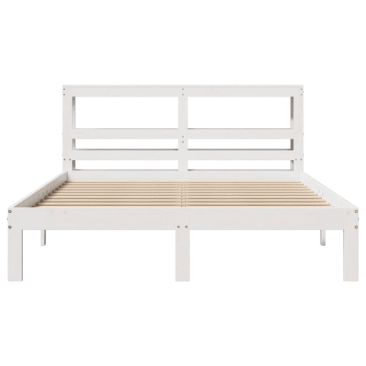 Estrutura De Cama De Casal c cabeceira - 120x190 cm pinho maciço branco
