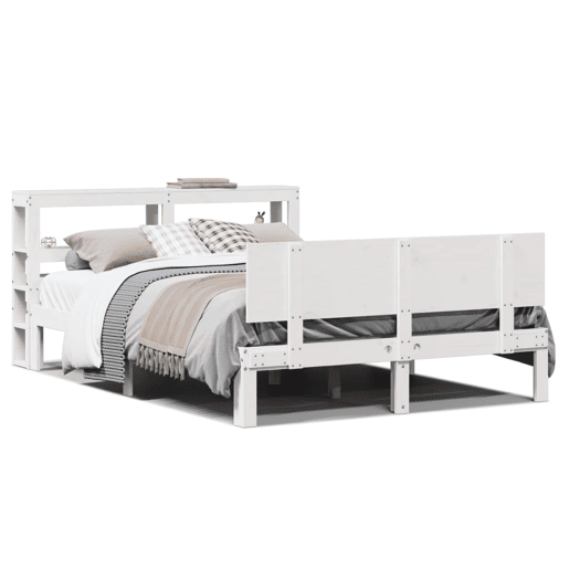 Estrutura De Cama De Casal c cabeceira - 120x190 cm pinho maciço branco Estrutura De Cama De Casal c cabeceira - 120x190 cm pinho maciço branco