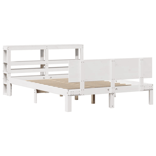 Estrutura De Cama De Casal c cabeceira - 120x190 cm pinho maciço branco Estrutura De Cama De Casal c cabeceira - 120x190 cm pinho maciço branco