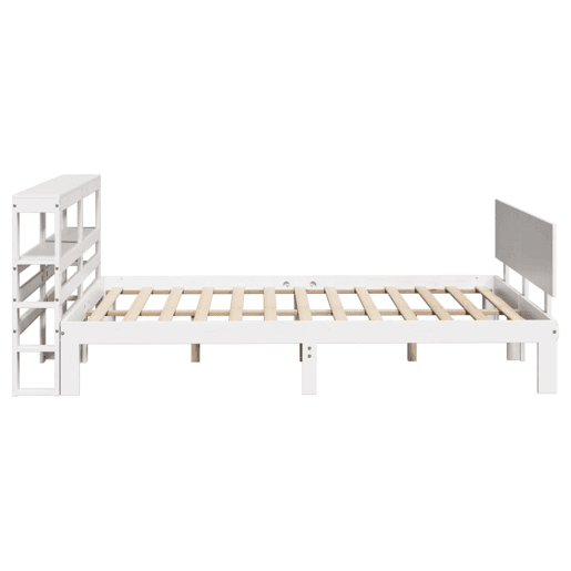 Estrutura De Cama De Casal c cabeceira - 120x190 cm pinho maciço branco Estrutura De Cama De Casal c cabeceira - 120x190 cm pinho maciço branco
