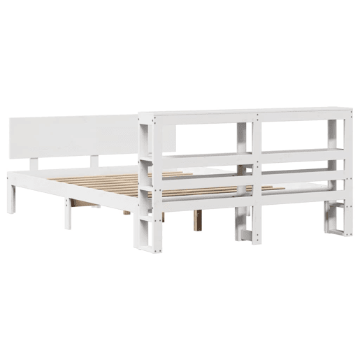 Estrutura De Cama De Casal c cabeceira - 120x190 cm pinho maciço branco Estrutura De Cama De Casal c cabeceira - 120x190 cm pinho maciço branco