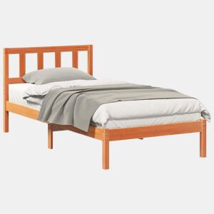 Estrutura de cama de solteiro moderno com cabeceira - Marrom Cera 75 x 190 cm