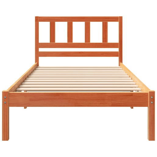 Estrutura de cama de solteiro moderno com cabeceira - Marrom Cera 75 x 190 cm