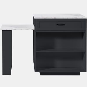 Mesa de bar extensível 133-202×70×93,5 cm - com duas gavetas e quatro prateleiras, mesa de cozinha extensível para 2-6 pessoas - Preto
