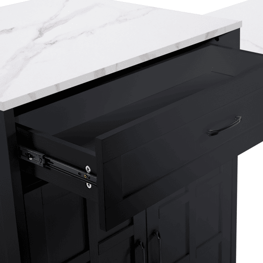 Mesa de bar extensível 133-202×70×93,5 cm - com duas gavetas e quatro prateleiras, mesa de cozinha extensível para 2-6 pessoas - Preto Mesa de bar extensível 133-202×70×93,5 cm - com duas gavetas e quatro prateleiras, mesa de cozinha extensível para 2-6 pessoas - Preto