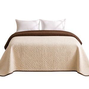 Colcha Reversível Bicolor BegeMarrom Cama 135cm Donegal Collections