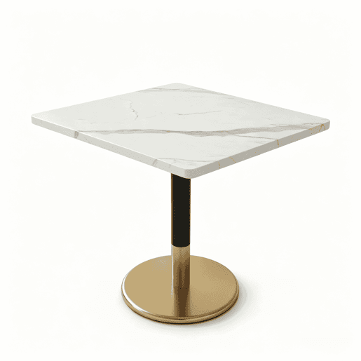 Mesa de jantar moderna retangular 80 x 60 cm - Mesa pequena com padrão em mármore branco e base em metal preto e dourado - para sala de jantar, cozinha e escritório