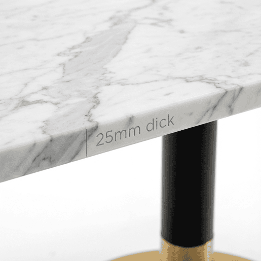 Mesa de jantar moderna retangular 80 x 60 cm - Mesa pequena com padrão em mármore branco e base em metal preto e dourado - para sala de jantar, cozinha e escritório