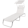 Aktive Espreguiçadeira de praia multiposições 186x49x30 cm bege com guarda-sol e almofada
